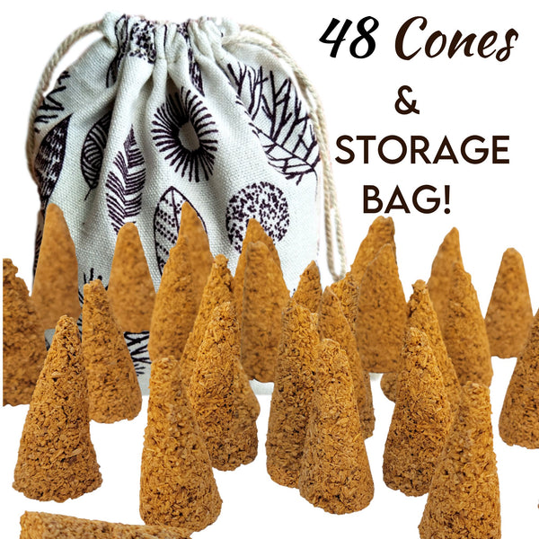 Palo Santo Cones 12, 24 or 48 Pack w/Storage Bag, Palo Santo Incense Cones from Holy Wood Powder Ground Palo Santo Sticks