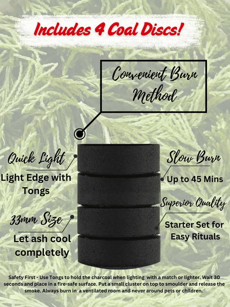 Cedar Tree Leaves with Charcoal Discs for Easy Burning, Smudging, Energy Cleansing, 100% Pure Organic & Sustainable, Natural Incense