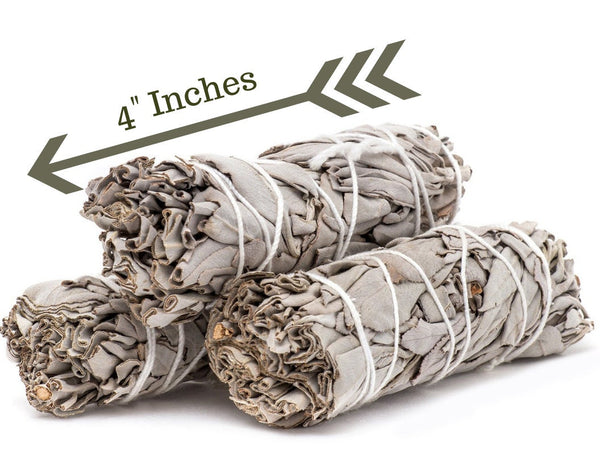 Sage Smudge Stick Set Bundle of 3 & Sage Leaves Storage Bag, Premium White California, 4" Smudging Sticks, Guidance Card, Positive Vibes!