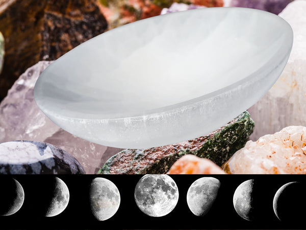 High Energy XXL Selenite Bowl Huge 8 Inch High Energy Thickly Hand-Carved, Cleansing Crystal Holder, Jumbo Selenite Charging Crystals Bowl