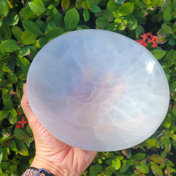 High Energy XXL Selenite Bowl Huge 8 Inch High Energy Thickly Hand-Carved, Cleansing Crystal Holder, Jumbo Selenite Charging Crystals Bowl