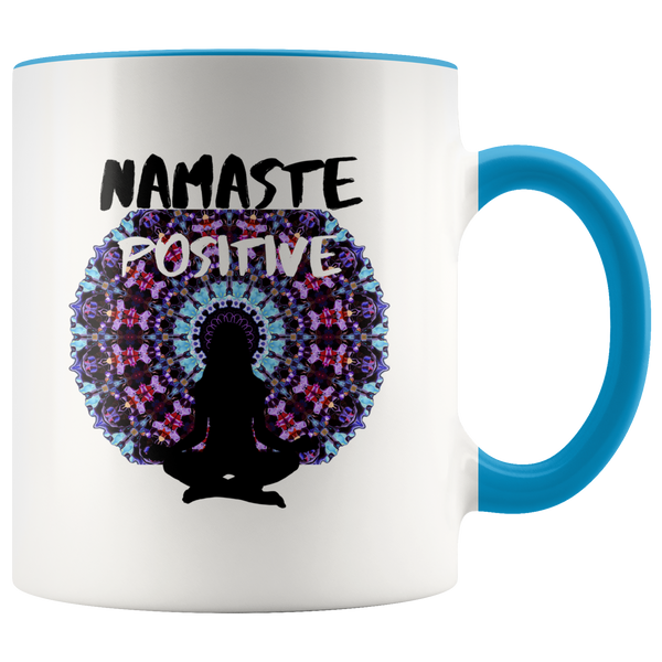 Namaste Positive Zen Mug Inspirational Yoga Coffee Cup, Meditation, Mandala, Drinkware, teelaunch, Worldly Finds