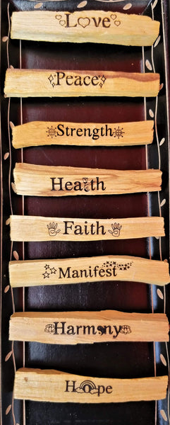 Palo Santo Sticks - 6 Engraved INTENTIONS Gift Set, palo Santo Kit, Worldly Finds, Worldly Finds 