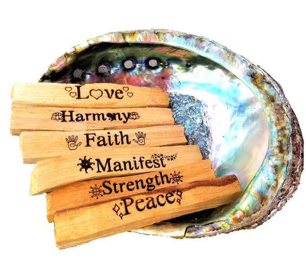 Palo Santo Sticks - 6 Engraved INTENTIONS Gift Set, palo Santo Kit, Worldly Finds, Worldly Finds 