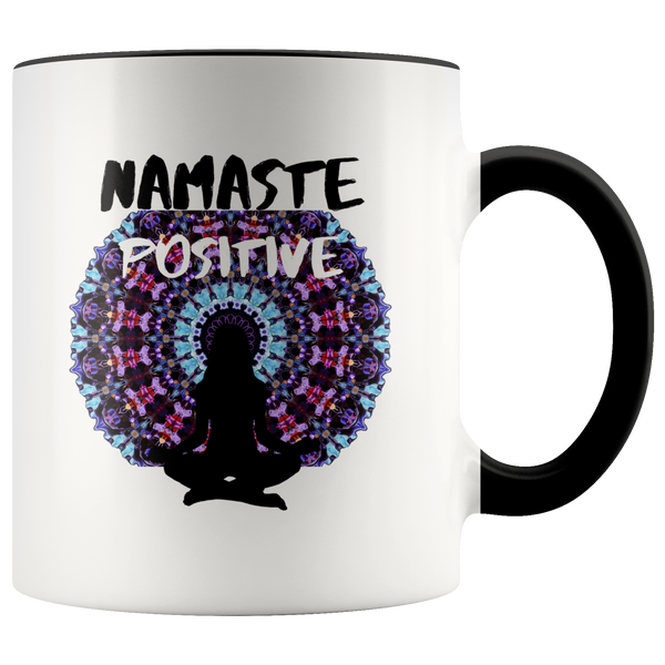 Namaste Positive Zen Mug Inspirational Yoga Coffee Cup, Meditation, Mandala, Drinkware, teelaunch, Worldly Finds