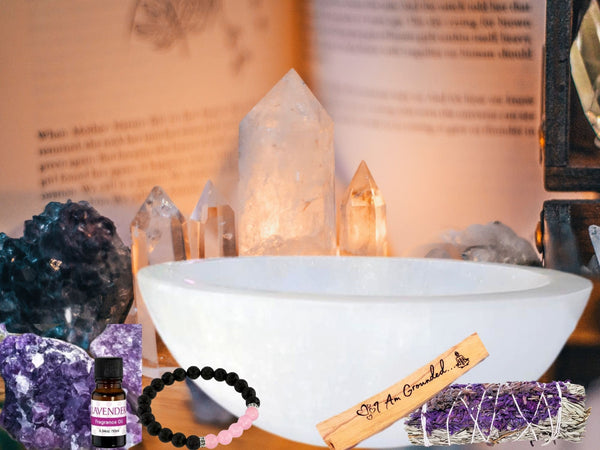 Selenite Charging Bowl, HUGE 5.5-6 Inches, Selenite Crystal Smudge Bowl, Hand-Carved Moroccan, Charge, Cleanse Crystal Holder w/Gift Bag!