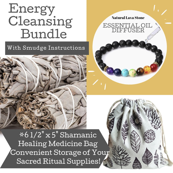 Sage Smudge Sticks Chakra 3 White Sage Kit, Chakra Bracelet,Instructions, Bag!, Smudge Kit, Worldly Finds, Worldly Finds