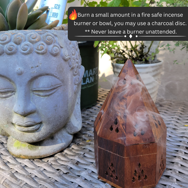 Incense Burner Set, Natural Wood Incense Holder and Diffuser Box ~ Temple Hand-Crafted Incense Holder, Incense Cone Burner and Resin Burner