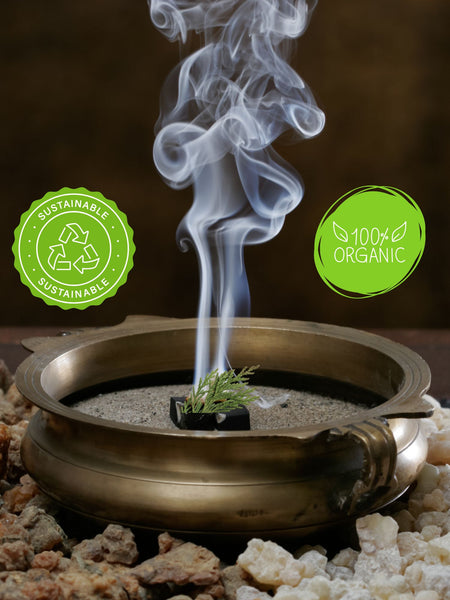 Cedar Leaf Dried Tips & Charcoal, Organic Burning Leaves - Smudging, Spiritual Cleansing, Fresh Harvest Loose Natural Incense for Herbal Use