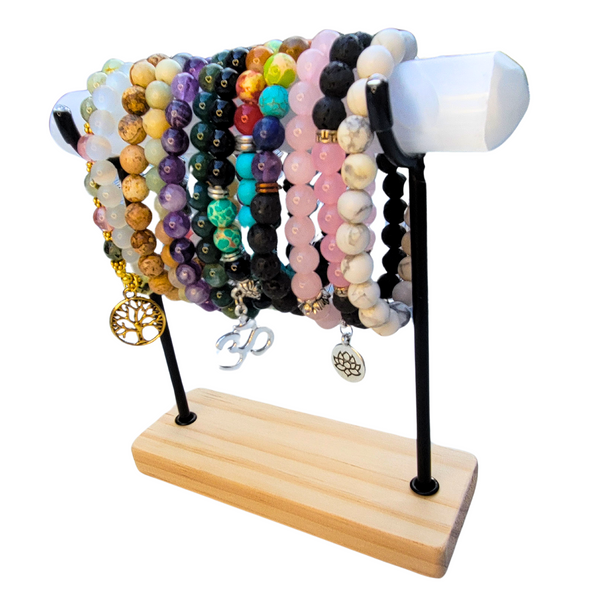 Selenite Bracelet Holder Stand, Hand-Carved Spiral Selenite Charging Healing Crystal Bracelet Display Stand