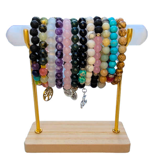 Selenite Bracelet Holder Stand, Hand-Carved Spiral Selenite Charging Healing Crystal Bracelet Display Stand