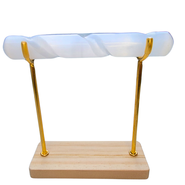 Selenite Bracelet Holder Stand, Hand-Carved Spiral Selenite Charging Healing Crystal Bracelet Display Stand