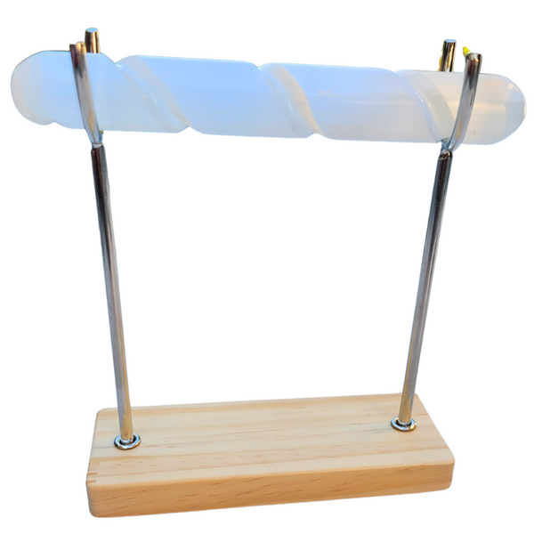 Selenite Bracelet Holder Stand, Hand-Carved Spiral Selenite Charging Healing Crystal Bracelet Display Stand