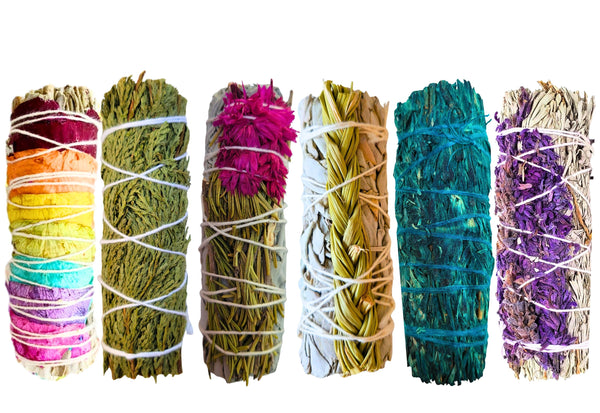 Sage Smudge Kit Spiritual Cleansing Sage Variety Pack, 6 Healing Smudge Bundles for Energy Clearing