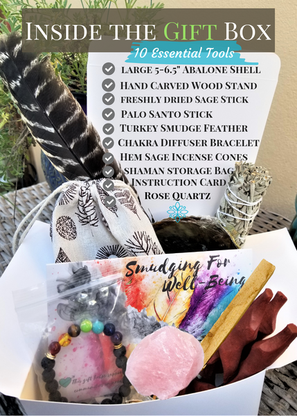 Smudge Kit Spiritual Energy Cleansing 10 Piece Complete Starter Gift Set, Smudge Kit, Worldly Finds, Worldly Finds 
