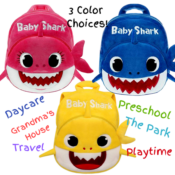 Q&M Novelties Baby Shark Backpack Gift Set Bundle (Pack of 5), Kids Baby Shark Toys Plush Toddler Backpack Play Set, Pink- Mommy Shark, Toys, Worldly Finds, Worldly Finds 