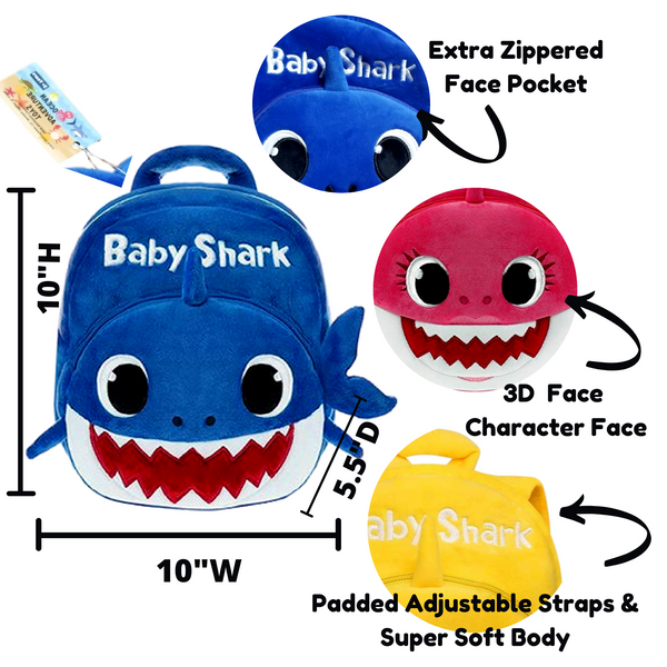 Shark Backpack 5 Gift Set, Kids Shark Plush Toddler Backpack Play Set