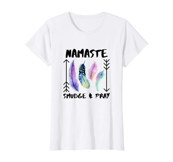 Namaste, Smudge & Pray Smudging Feathers Crew Neck T-Shirt - 2 Colors, T-shirt, Worldly Finds, Worldly Finds 