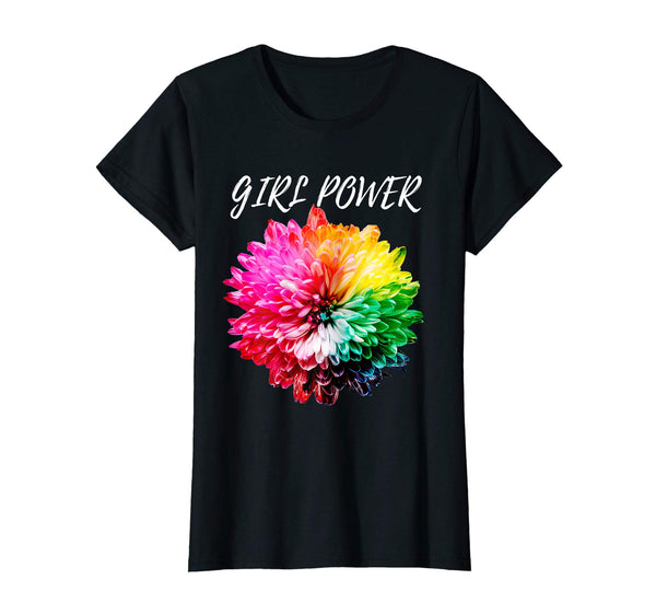 Womens Girl Power Floral Shirt Flower Tie Dye T-Shirt -10 Colors, T-shirt, Worldly Finds, Worldly Finds 