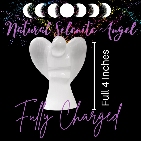 Selenite Crystal Guardian Angel Figurine 4” Size, Carved Crystal Protective Figure
