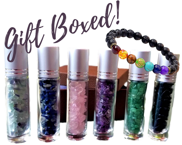 Gemstone Roller Bottle Gift, 6 Choices - DIY Gemstone Essential Oil Roller Bottles, Chakra Diffuser