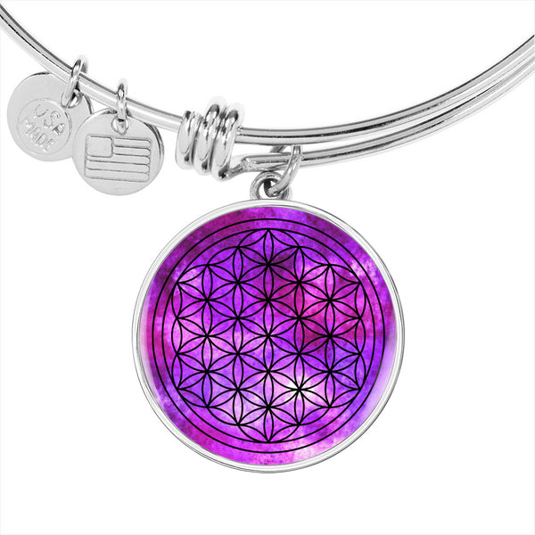 Purple Flower of Life Sacred Geometry Jewelry Adjustable Bracelet