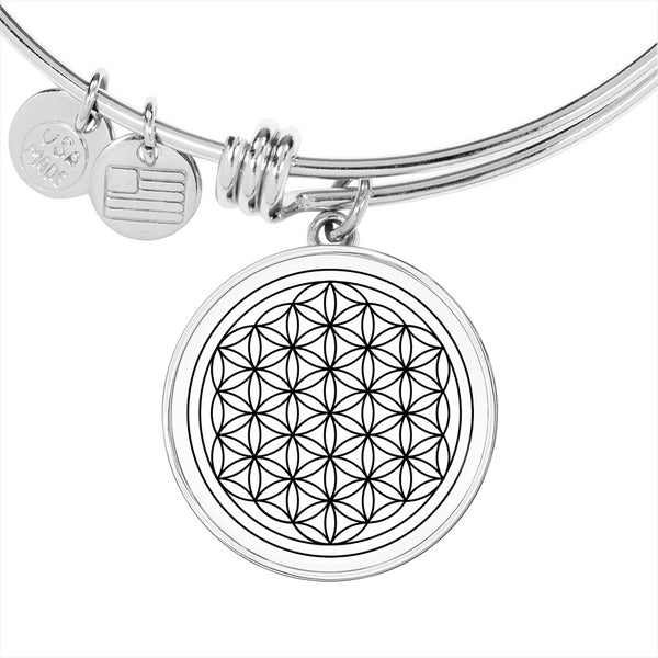 White & Black Flower of Life Sacred Geometry Jewelry Adjustable Bracelet