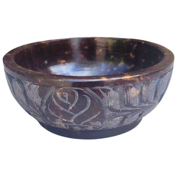 Soapstone Bowl - Natural, Hand Carved Burning Bowl, Incense & Smudge Bowl Holder
