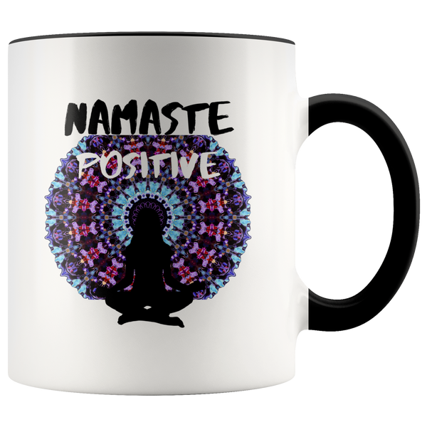 Namaste Positive Zen Mug Inspirational Yoga Coffee Cup, Meditation, Mandala, Drinkware, teelaunch, Worldly Finds 