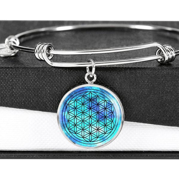 Sacred Geometry Jewelry Flower of Life Pendant Bracelet, 3 COLORS, Adjustable, Yoga Bracelet, New Age Jewelry, Personalized Bangle Bracelet