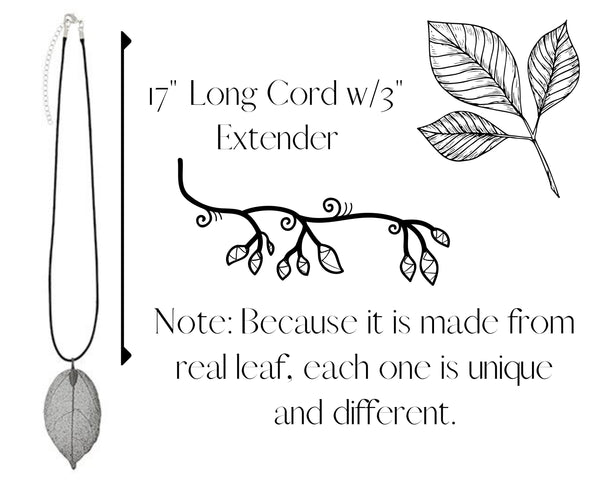 Electroplated Real Leaf Necklace, Black or Gold Dipped Leaf Necklace, Natural Leaf Pendant Necklace, Gold Leaf Necklace, Nature Gifts