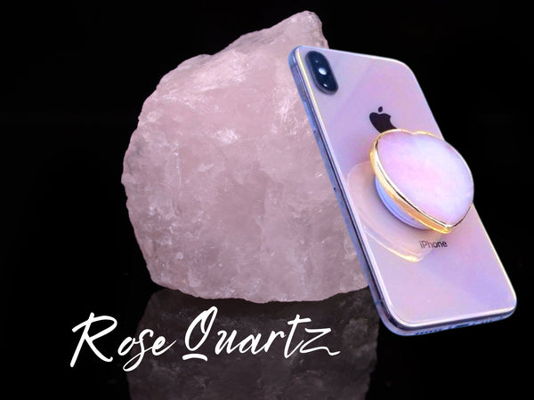 GENUINE Rose Quartz Crystal Cell Phone Grip, 6 Options! Crystal Phone Stand, Natural Crystal Healing Phone Accessories