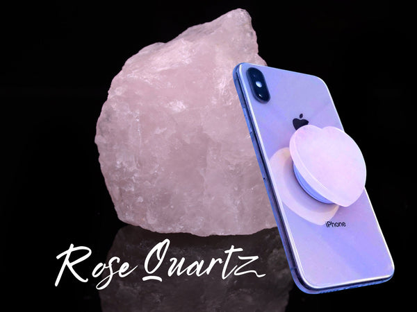 GENUINE Rose Quartz Crystal Cell Phone Grip, 6 Options! Crystal Phone Stand, Natural Crystal Healing Phone Accessories