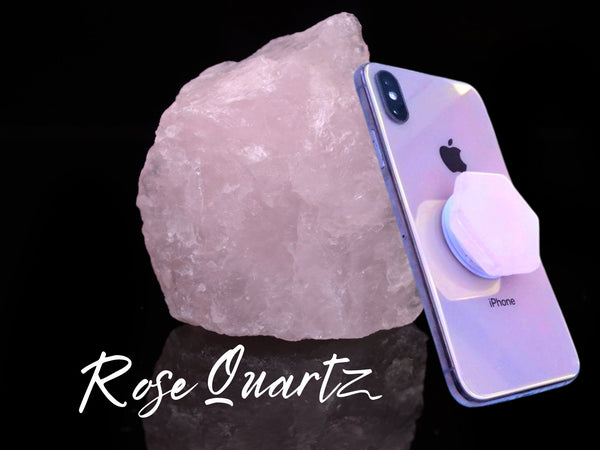 GENUINE Rose Quartz Crystal Cell Phone Grip, 6 Options! Crystal Phone Stand, Natural Crystal Healing Phone Accessories