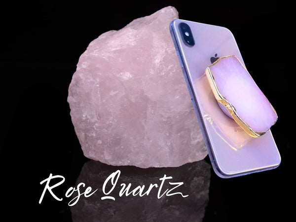 GENUINE Rose Quartz Crystal Cell Phone Grip, 6 Options! Crystal Phone Stand, Natural Crystal Healing Phone Accessories
