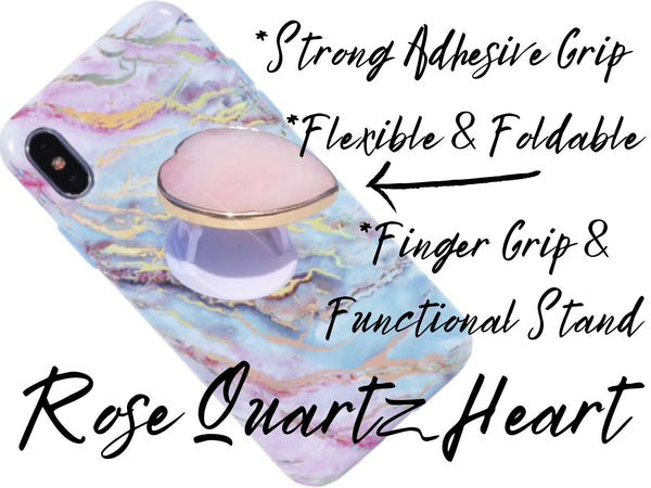 GENUINE Rose Quartz Crystal Cell Phone Grip, 6 Options! Crystal Phone Stand, Natural Crystal Healing Phone Accessories
