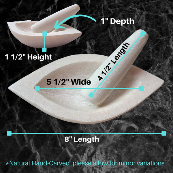 White Marble Mortar and Pestle Set 8" Unpolished Sparkly Natural Stone, Heavy Evil Eye Mortar - Resin, Herb, Spice, Pill Grinder Gift Set