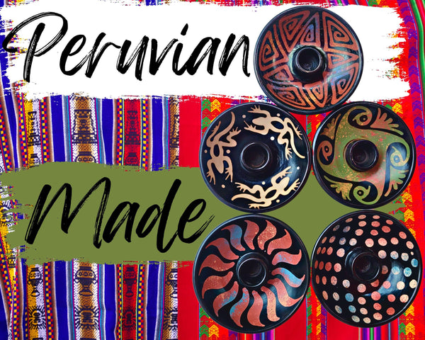 Artisan Palo Santo Sticks Holder w/Stand Gift Set, Smudge Bowl, Hand-Crafted Chulucanas Peruvian Pottery Bowls, Palo Santo, Incense Burning