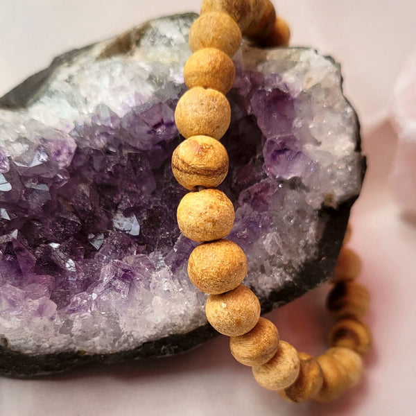 Palo Santo Bracelet, Hand-Crafted Peruvian Holy Wood Bracelet, 8mm Aromatherapy Wood Stretch Bracelet, Sustainable Harvesting, Gift Boxed