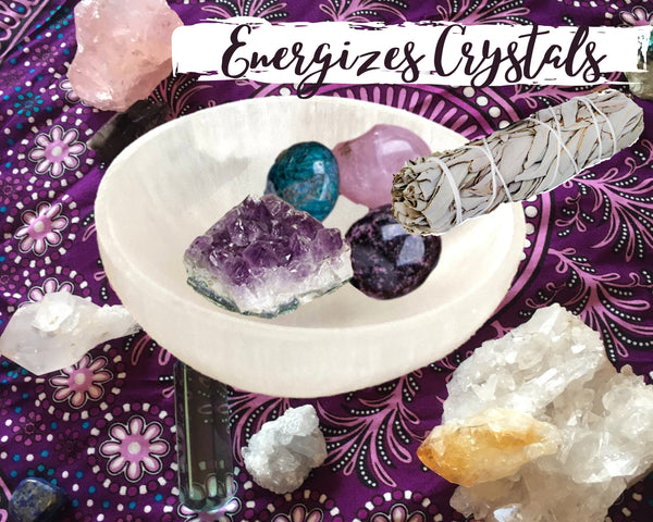 Genuine Selenite Charging Bowl & BONUS Crystal Bracelet - Polished Thickly Hand-Carved, Moroccan Crystal Holder to Charge, Cleanse Crystals