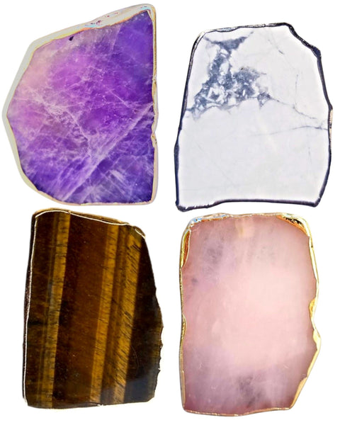 Real Crystal Magnets for Refrigerator 4 Pack, Large 2.5"+ Genuine Crystal Decor Magnetic Stones, Strong Office, Kitchen Fridge Magnet Set