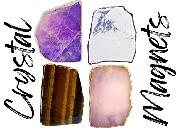 Real Crystal Magnets for Refrigerator 4 Pack, Large 2.5"+ Genuine Crystal Decor Magnetic Stones, Strong Office, Kitchen Fridge Magnet Set