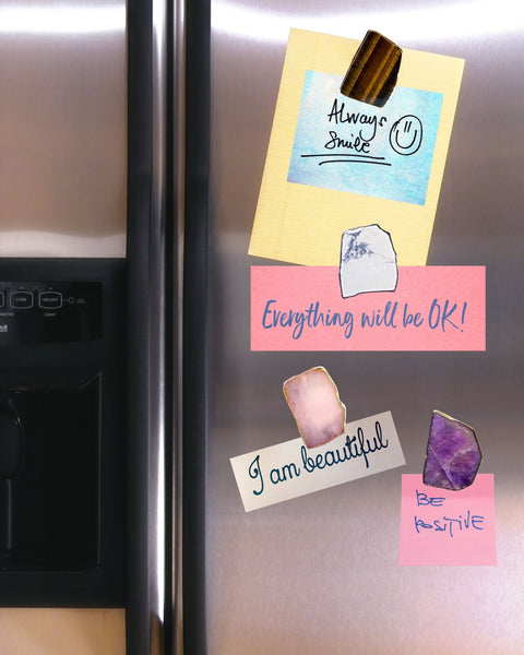 Real Crystal Magnets for Refrigerator 4 Pack, Large 2.5"+ Genuine Crystal Decor Magnetic Stones, Strong Office, Kitchen Fridge Magnet Set