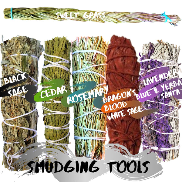 SAGE Variety Pack Sage Incense Sticks Smudge Variety Sampler Smudging Kit: 12” Organic Sweet Grass, Lavender Blue Sage, Yerba Santa Stick, Dragon’s Blood White Sage, Black Sage, Cedar, Rosemary & Bag
