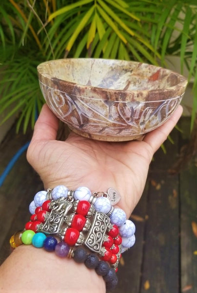 Soapstone Bowl - Natural, Hand Carved Burning Bowl, Incense & Smudge Bowl Holder